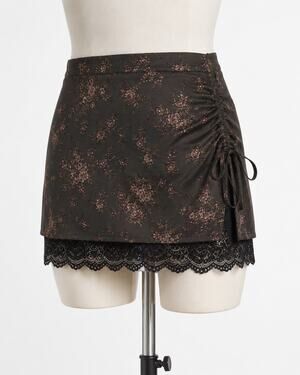 Black Lace Half Slip Skirt Extender Modesty Layering Boho Cottagecore 11x18